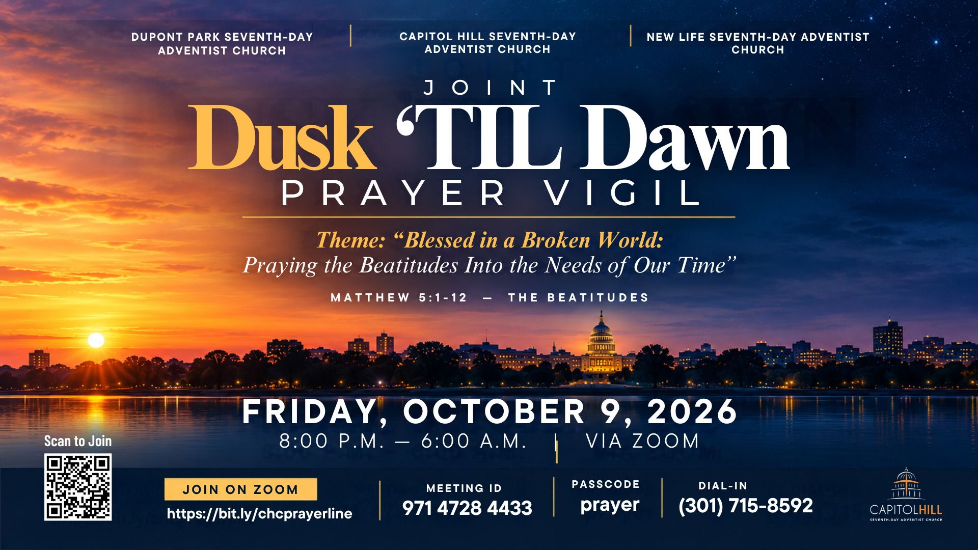 Dusk to Dawn Prayer Vigil on October 9