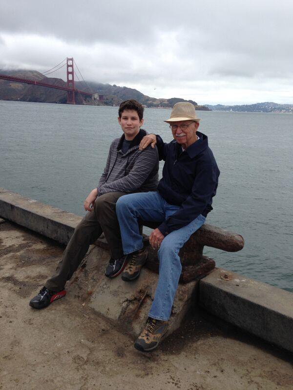 With grandson Mason Wright, San Francisco, August 2014