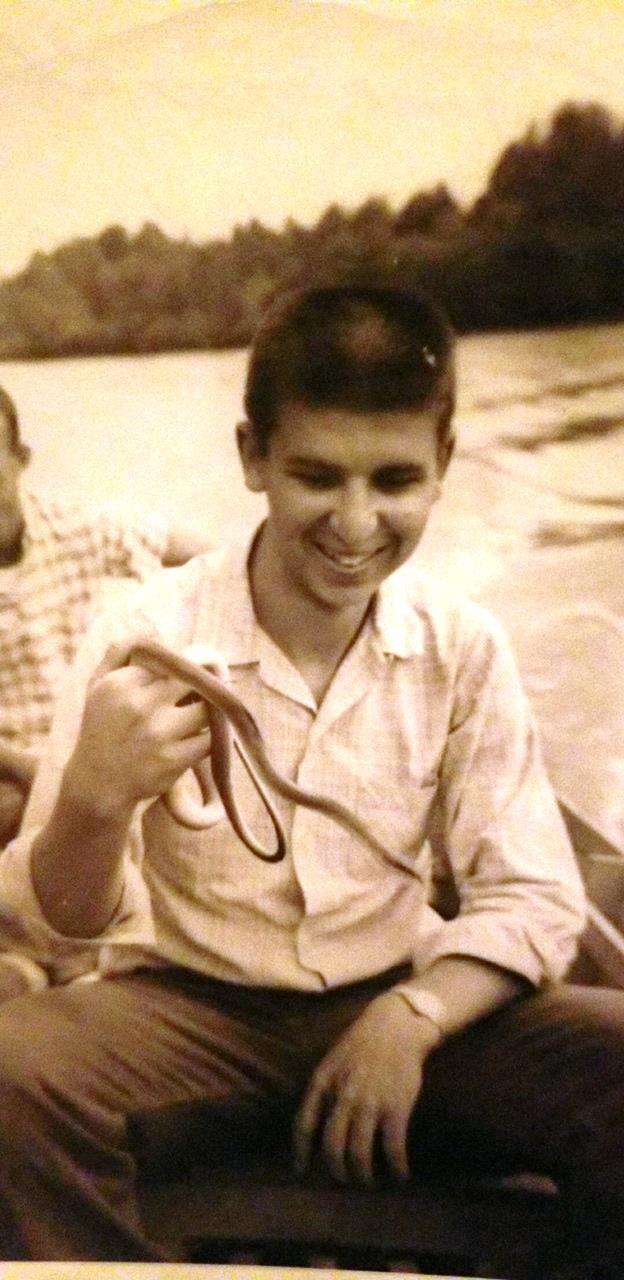 His affinity for animals was lifelong. Here at age 14.