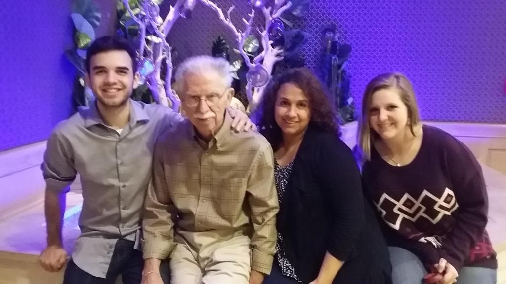 Sam and Melissa Webb and Taylor Cowart with Granddaddy, Thanksgiving 2015.