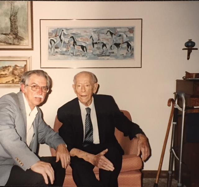 My parents thought Gene hung the moon. Here with my Dad, Joe Fox, October 1993