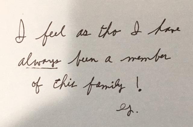 The handwritten note in the photo album behind the picture of Joe Fox and Gene, October, 1993.