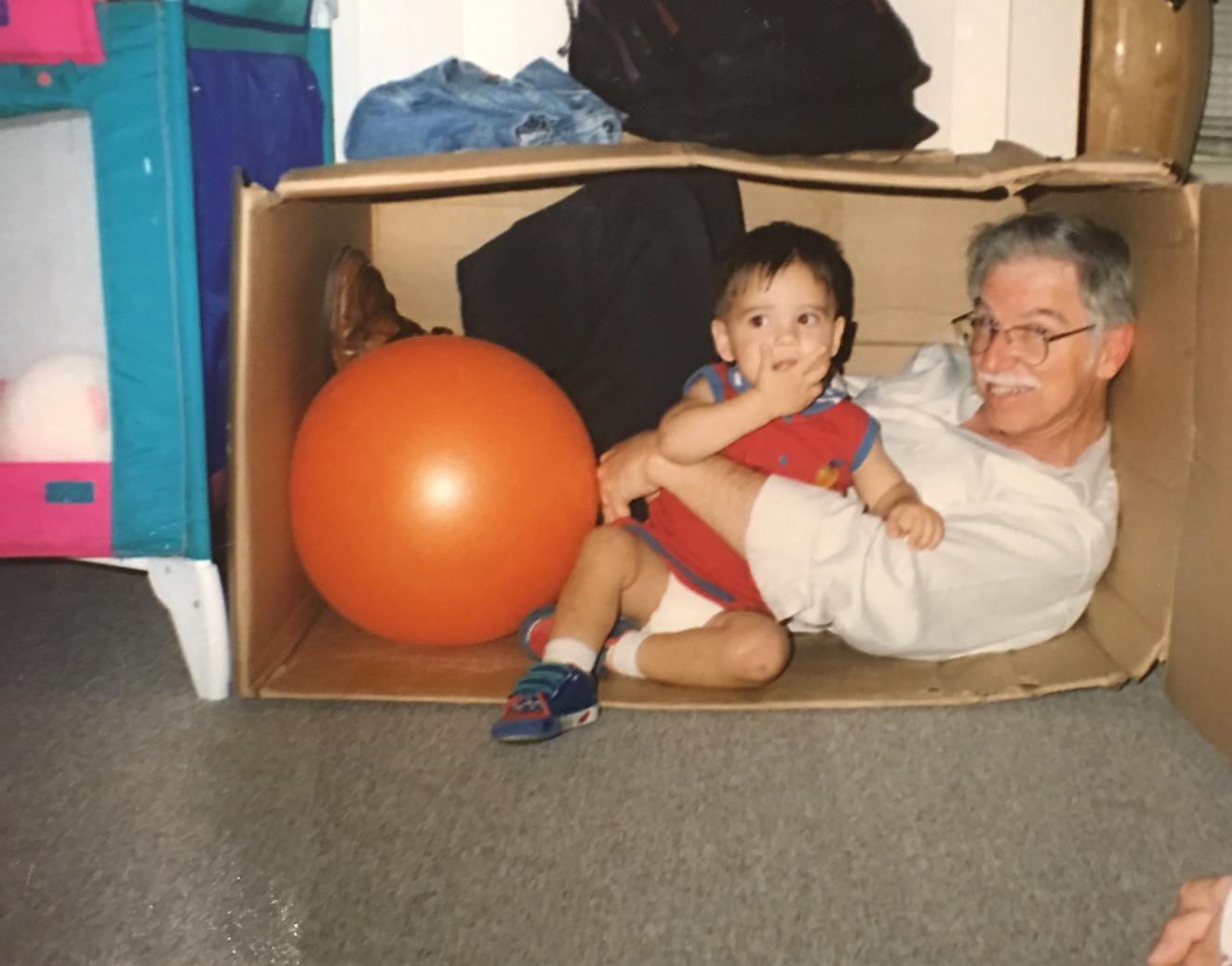 Of course this is what you do with a grandson and a box.