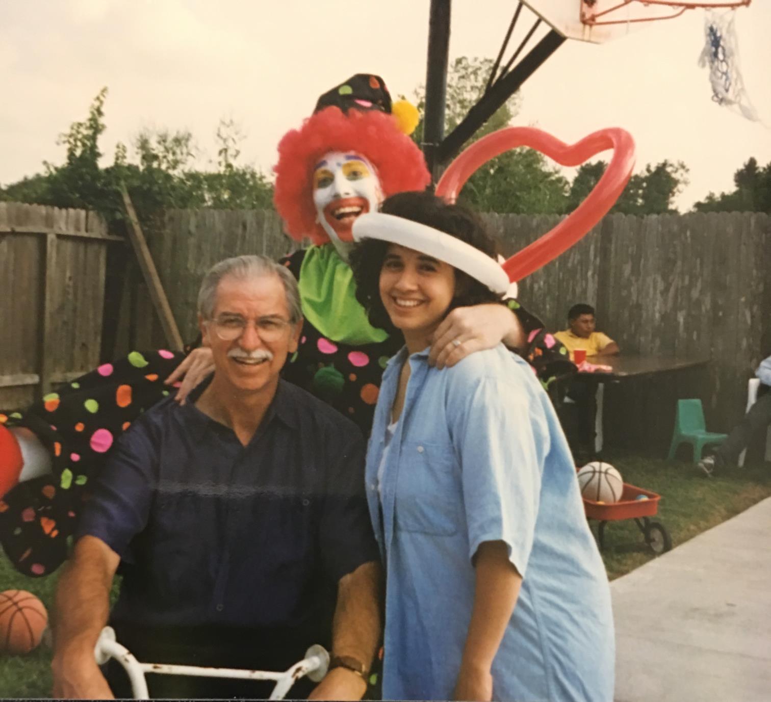 With daughter Melissa at grandson Nathan's first birthday party.