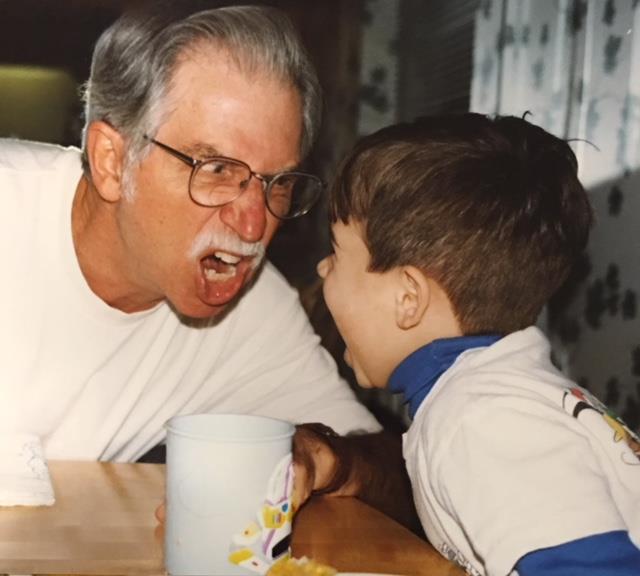 "Do it AGAIN!" The famous Granddaddy roar, here with Nathan, 1997