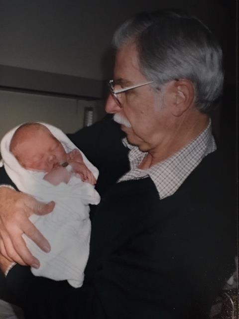 Holding newborn Mason Wright, December 1997