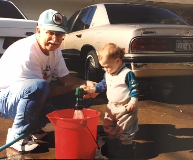 Washing cars with Mason Wright, 1999