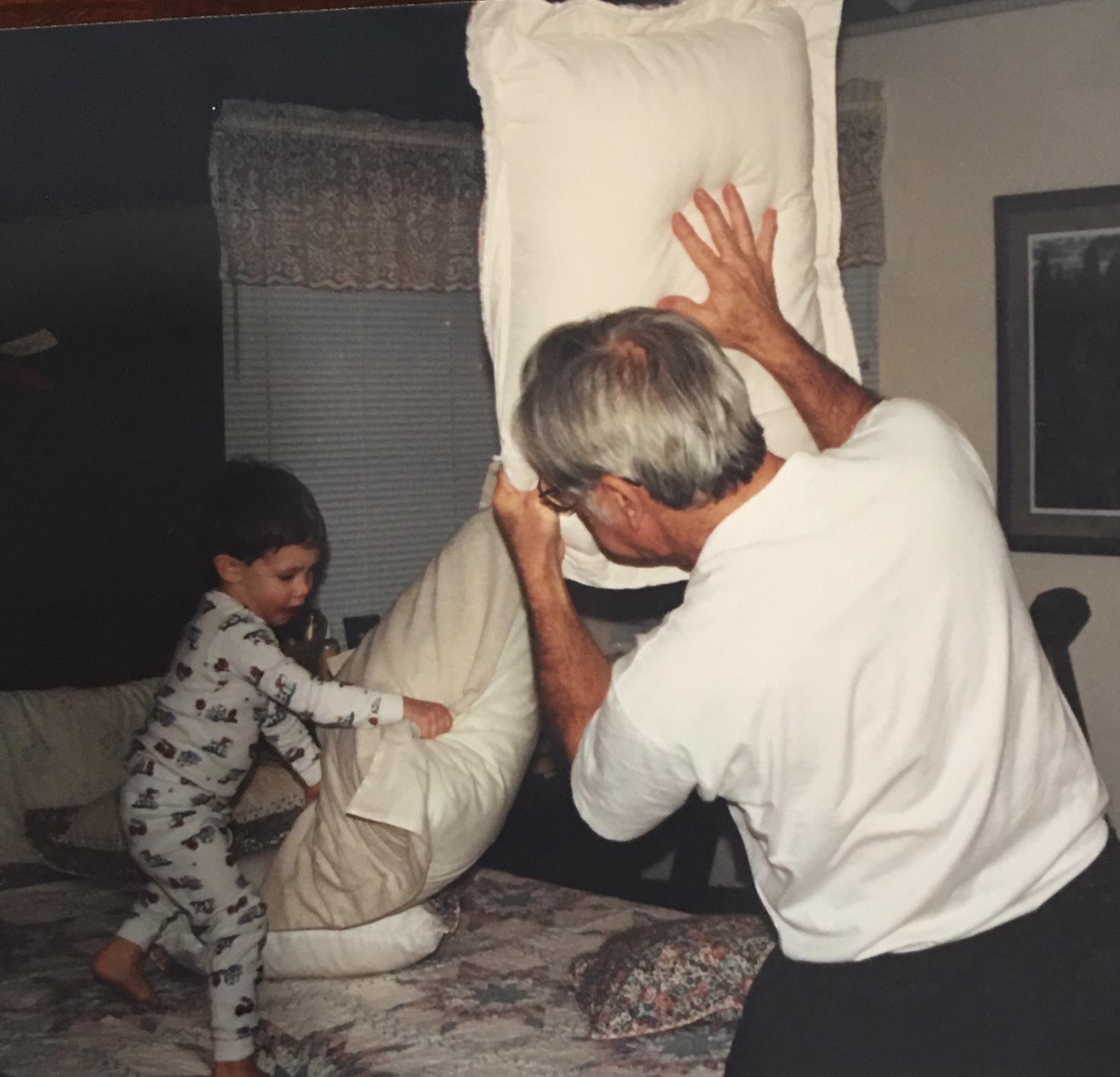 Mason could not get enough of pillow fighting with his Papa. 2000
