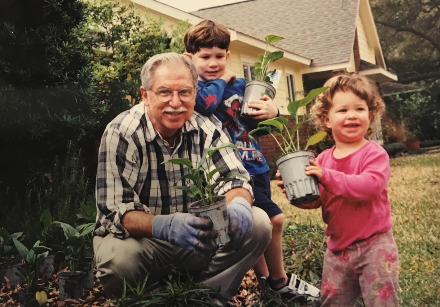Spring planting, 2003. The white coneflower experiment, with Mason and Rachel Wright