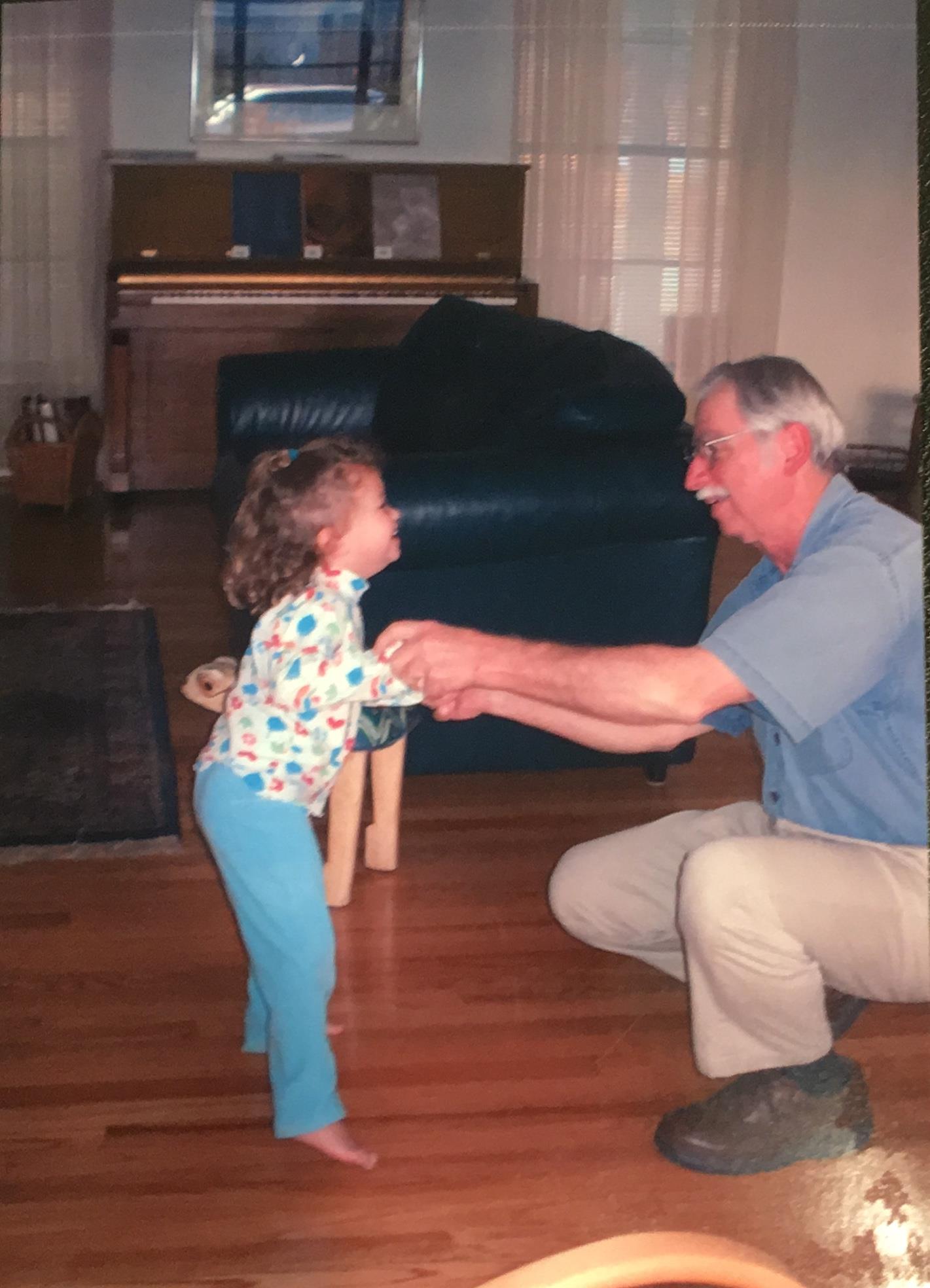 Rachel Wright dancing with her Papa, 2003