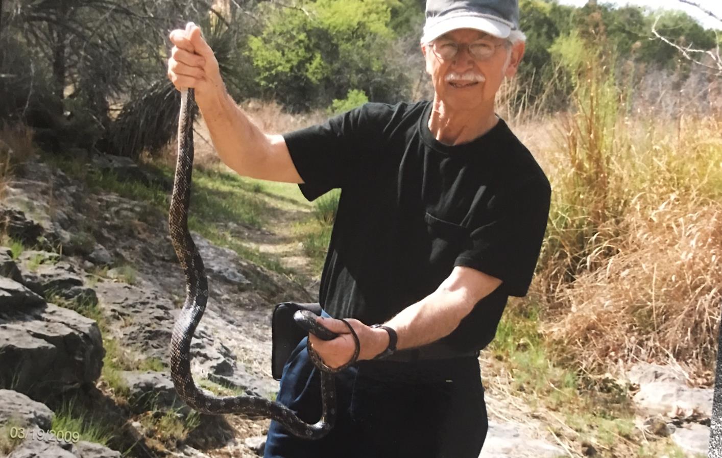 A simple hike in Marble Falls and OF COURSE, Gene spots a western rat snake.