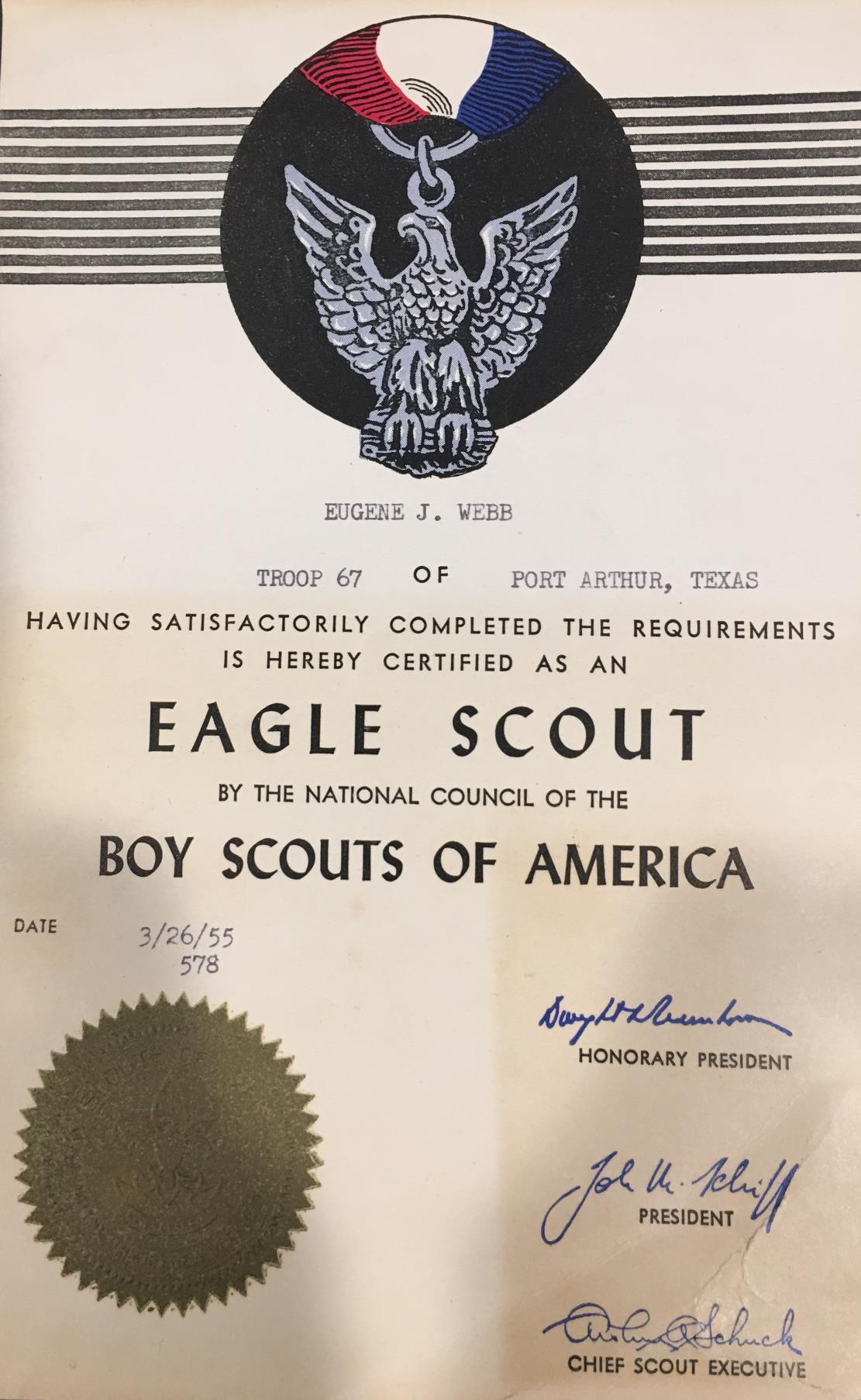 Gene rarely told anyone he was an Eagle Scout.