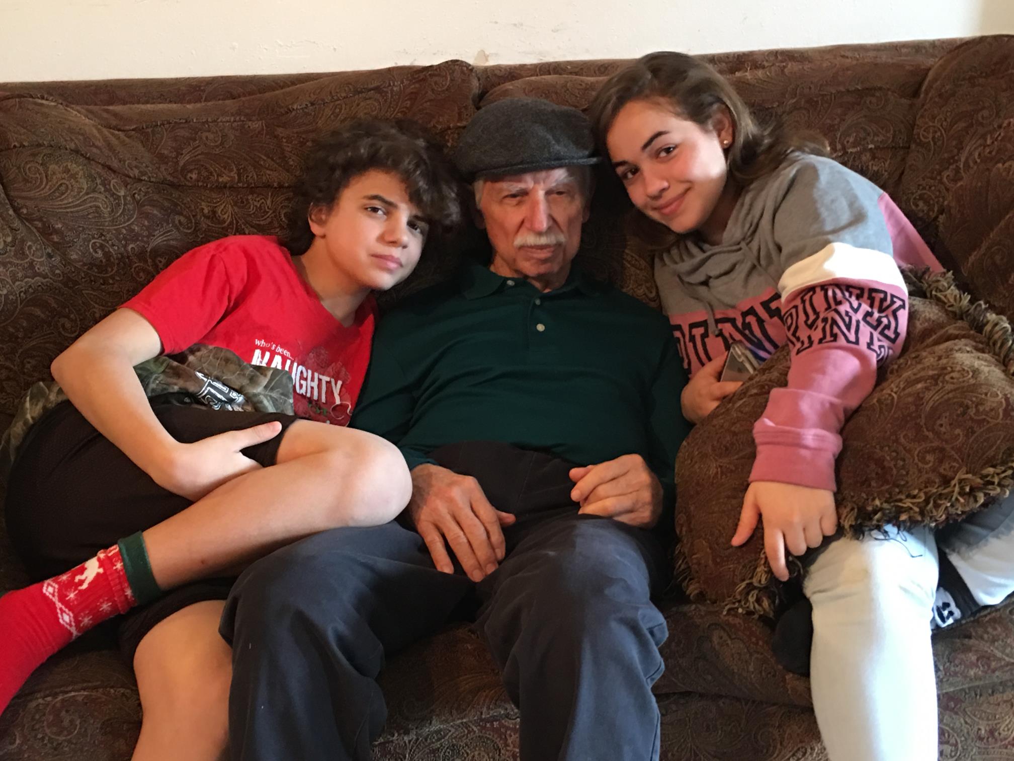 Jeremiah and Dominique Webb with Granddaddy, Christmas 2015.