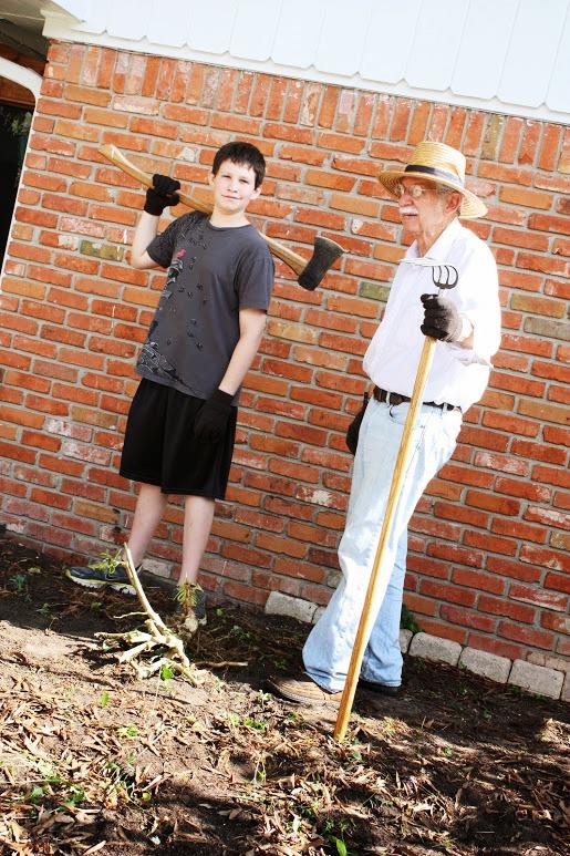 Mason and Papa, gardeners, 2012.