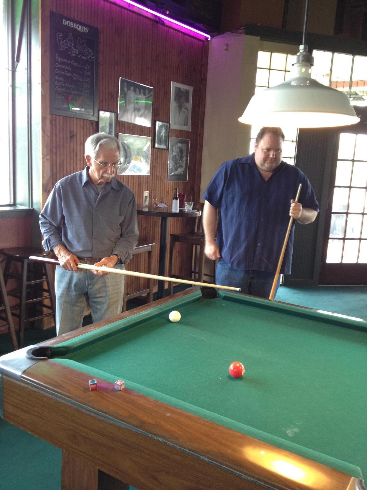 Playing pool with Jimmy Logan, 2014