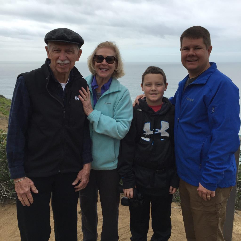 Kevin and Grant Rudolph with Grandmommy and Granddaddy, San Diego 2016