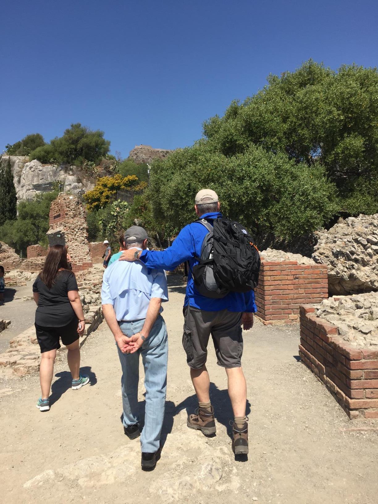 Walking with son Ken Wright, Italy 2015.