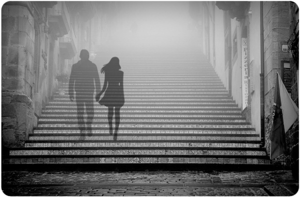 Dumb Domme 12 fading couple on stone staircase