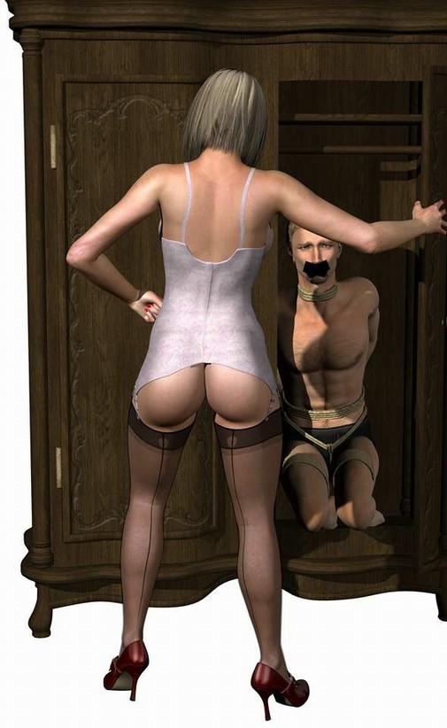 Husband locked in bedroom cabinet. punishment-cabinet