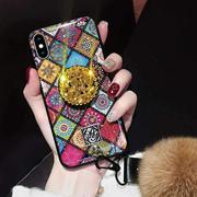 Glittery Diamond-Shaped Pattern Iphone Case with Phone Holder