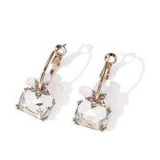 Rhinestone Daisy With Crystal Drop Hoop Earrings