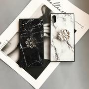 Literary Marble Pattern Square iPhone Case with Phone Holder