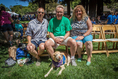 Jim, Trinity (yellow Lab wearing her purple scarf and blue jacket), Don & Kelli from last summer's Fun Day in CA.