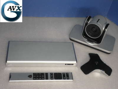 Polycom RealPresence Group 310 shown with accessories.