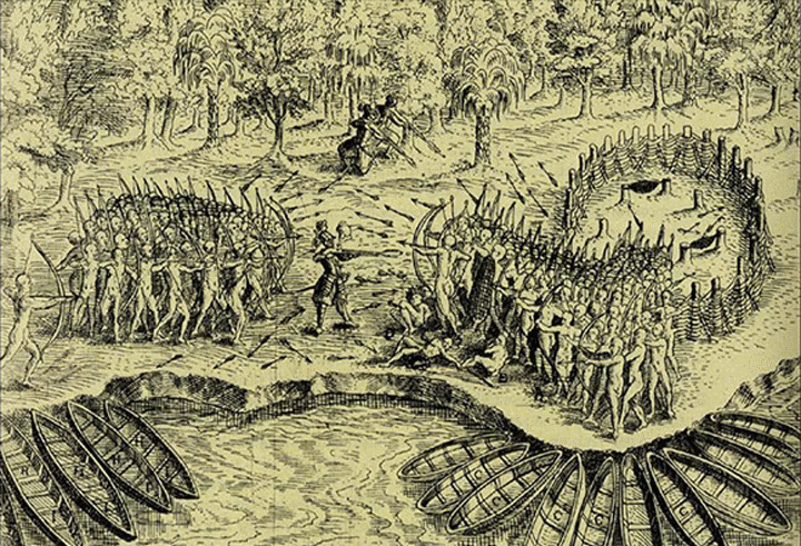 Samuel de Champlains Sketch of His and the Hurons Battle Against the Iroquois, July 1609.