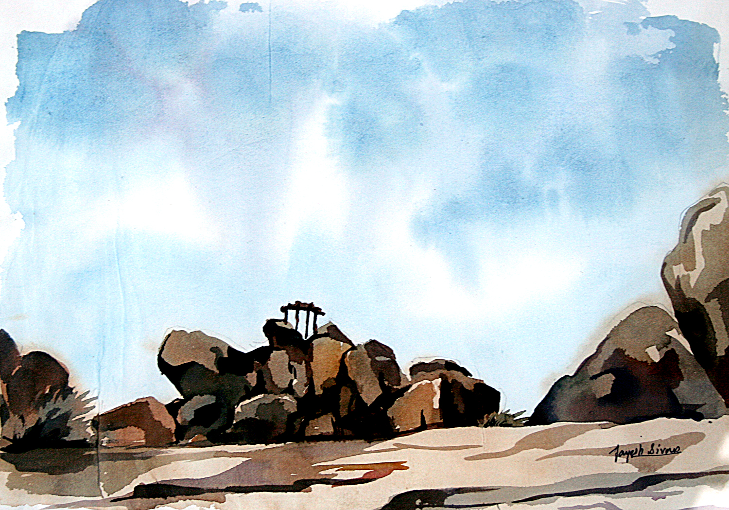 Hampi on an artist's canvas