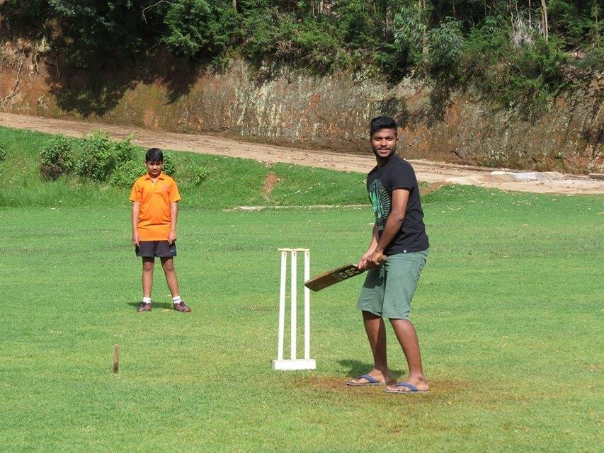 Playing cricket at The Lawrence School grounds