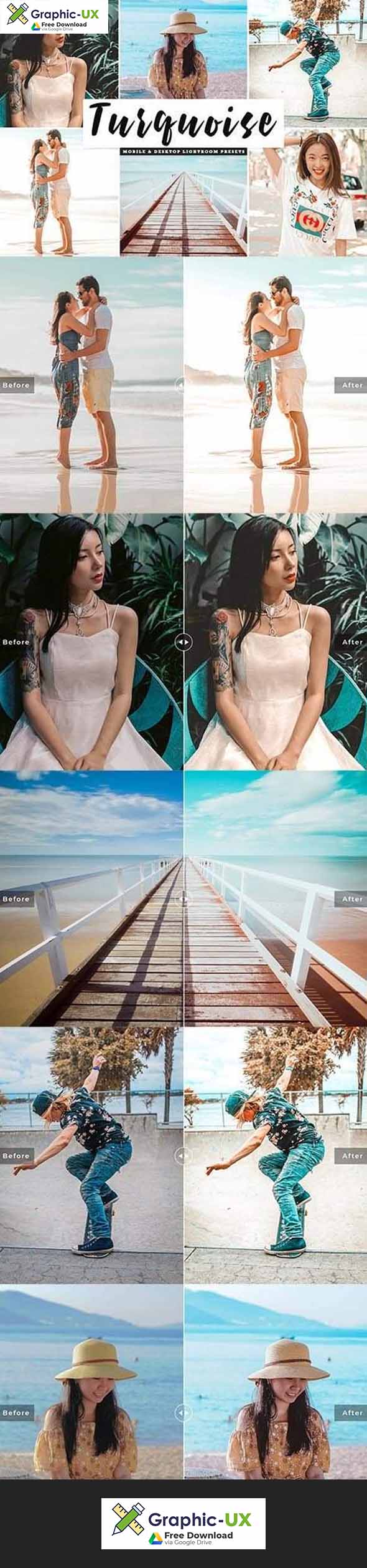 Turquoise Mobile & Desktop Lightroom Presets