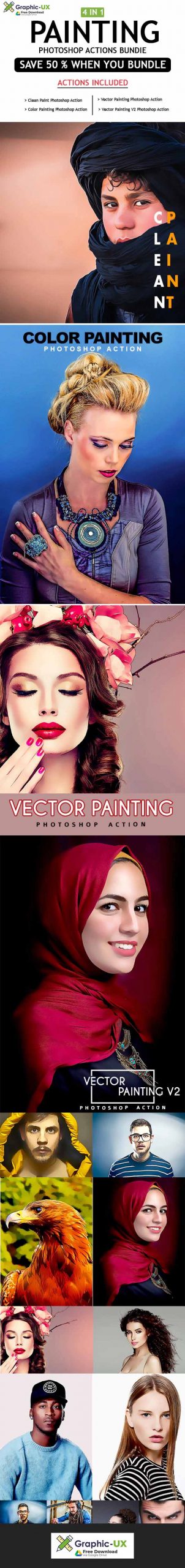 Painting 4 IN 1 Photoshop Actions Bundle