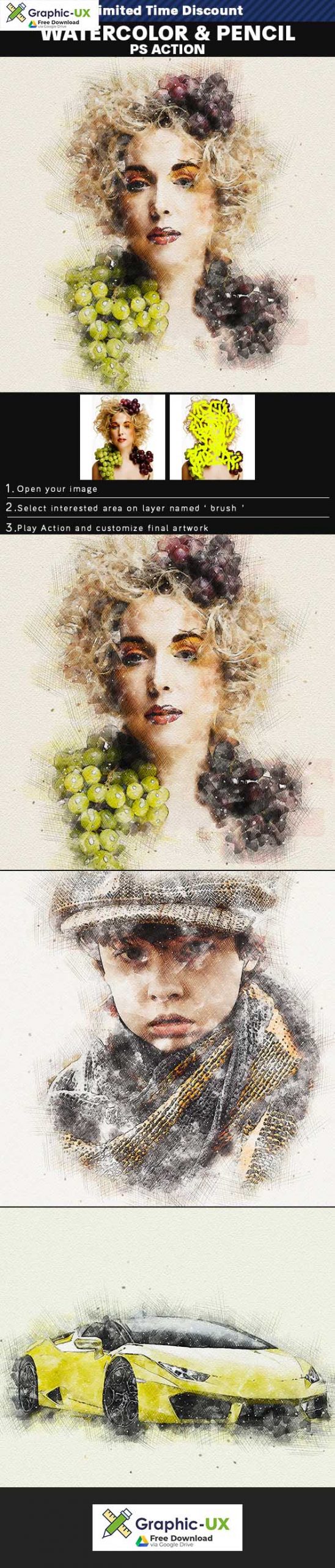 Watercolor & Pencil Photoshop Action