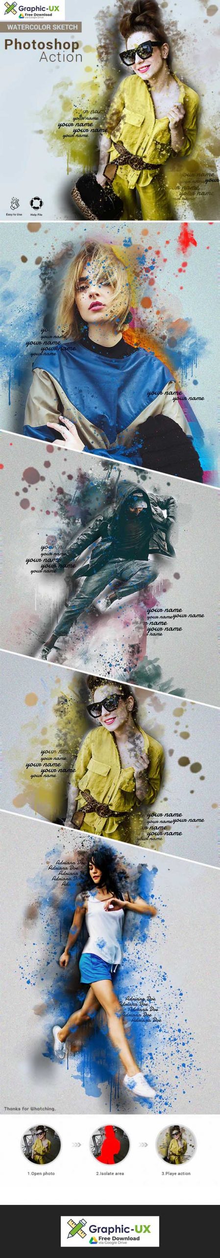 Watercolor Sketch - Photoshop Action