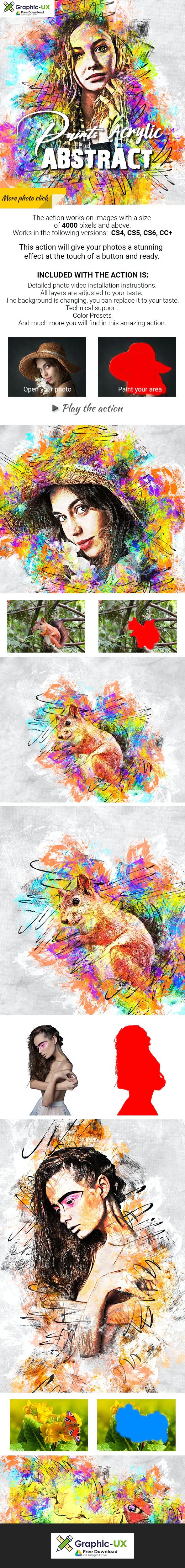 Acrylic Abstract Paints Photoshop Action