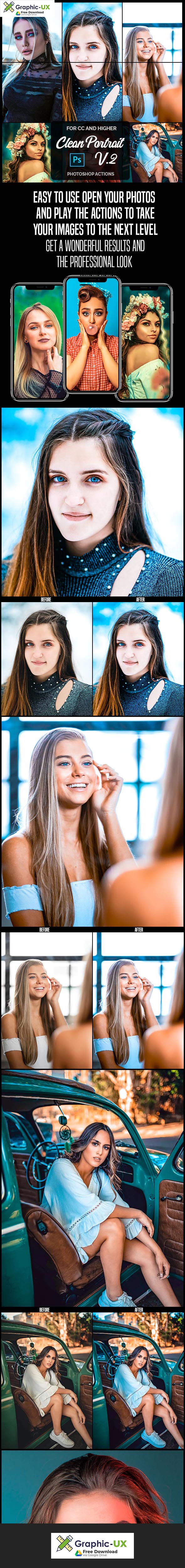 Clean Portrait V.2 - Professional Photoshop Actions