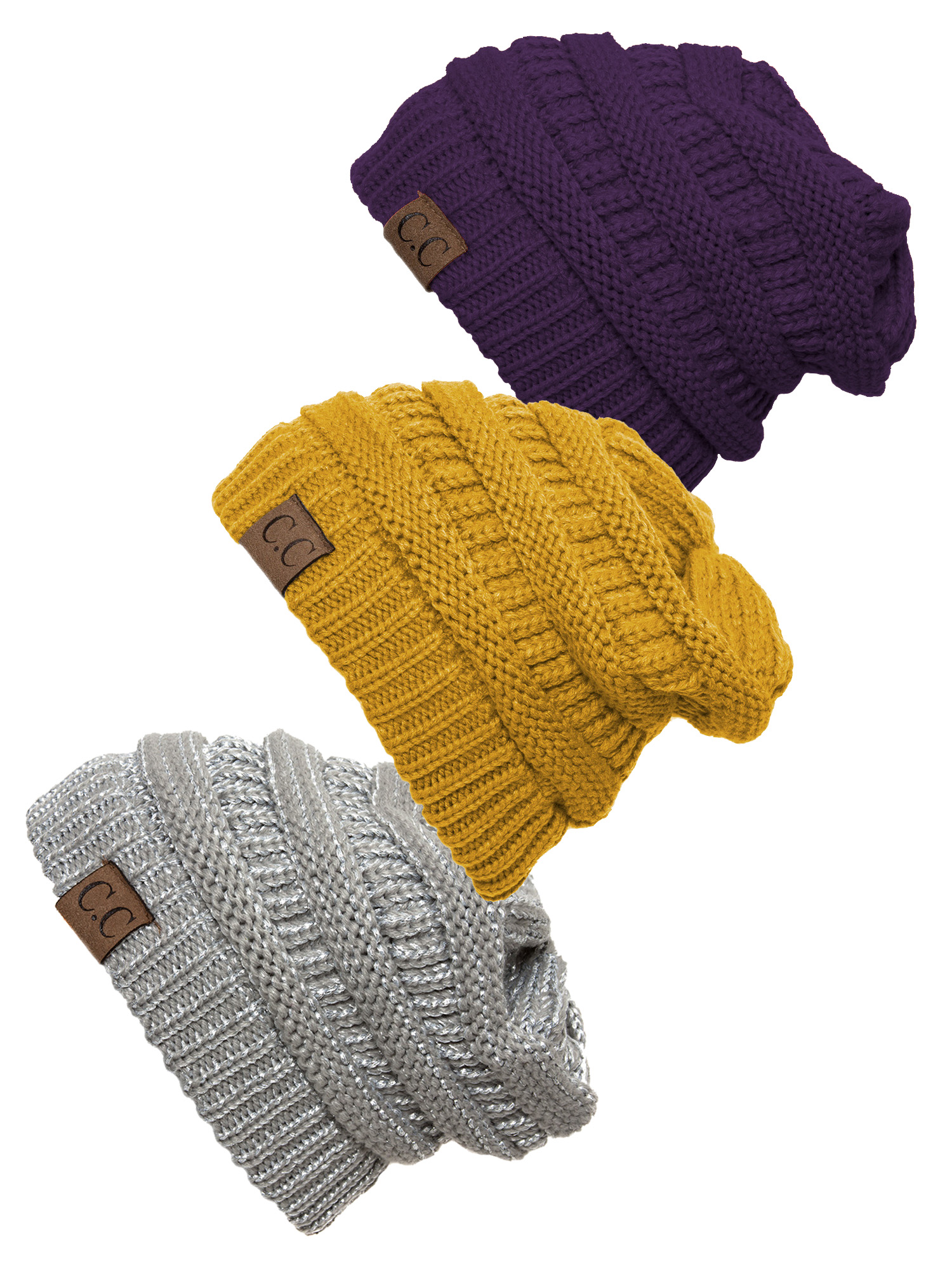 Gravity Threads Women's 3-Pack Knit Beanie Hats - Ultra Warm Winter Caps, One Size Fits Most - View #4