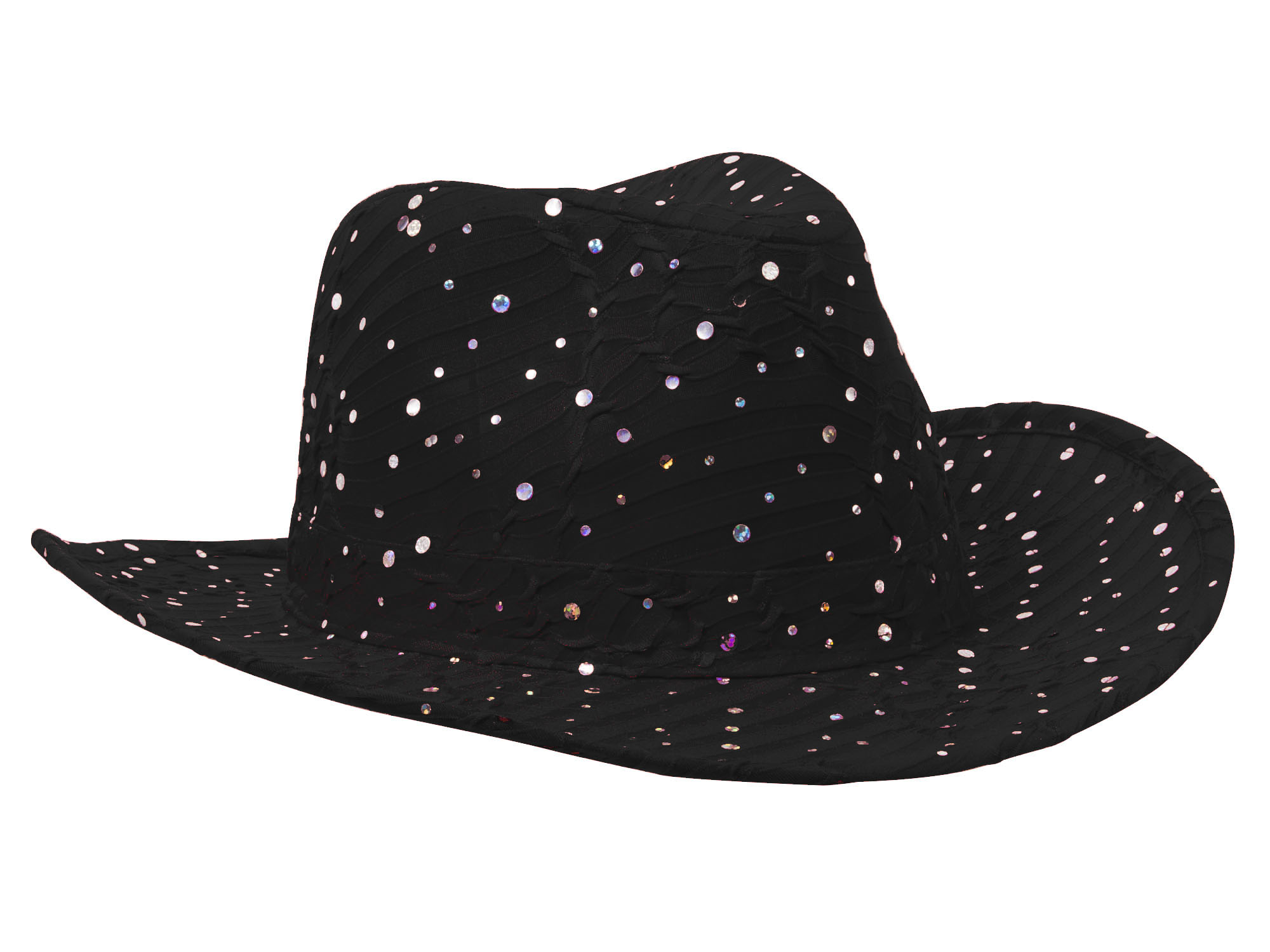 Glitter Sequin Trim Cowboy Hat Yellow One Size