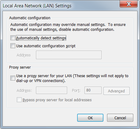 LAN Setting Internet Explorer