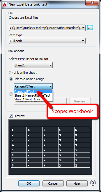 Excelの名前付き範囲を使用してautocadのデータリンクからテーブルを配置できない Autocad Autodesk Knowledge Network