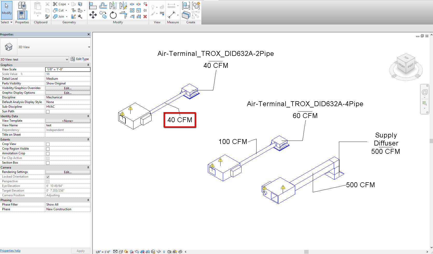 Revit Duct work not calculating flow from air terminal Revit