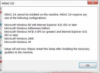 How to install mdac 2.0 on windows 10