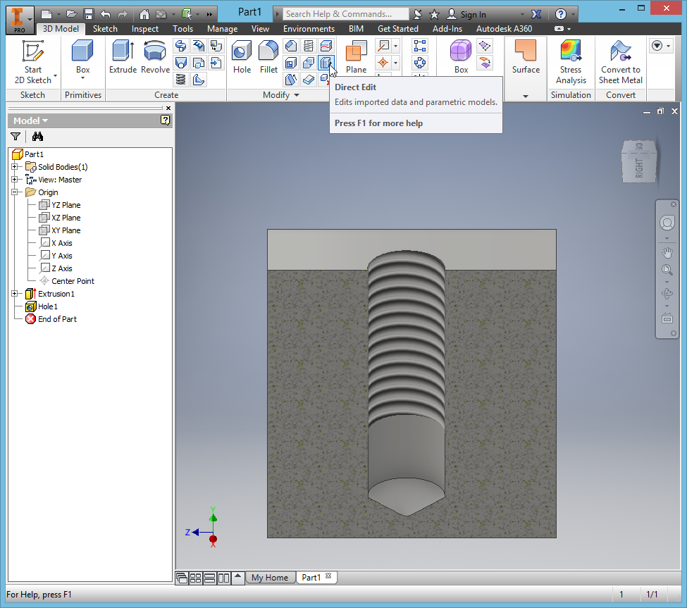 Thread feature does not get moved along with hole when Direct Edit is