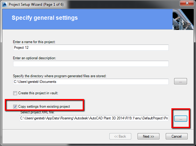 Project setup autocad