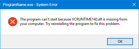 The Program Cant Start Because Vcruntime140dll Is Missing