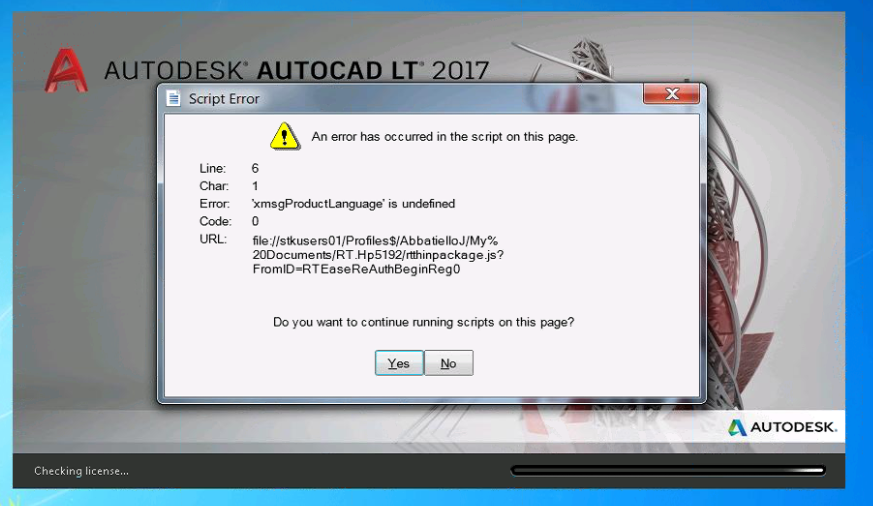 Script Error When Starting Autocad Or Autocad Lt 2017 And 2018