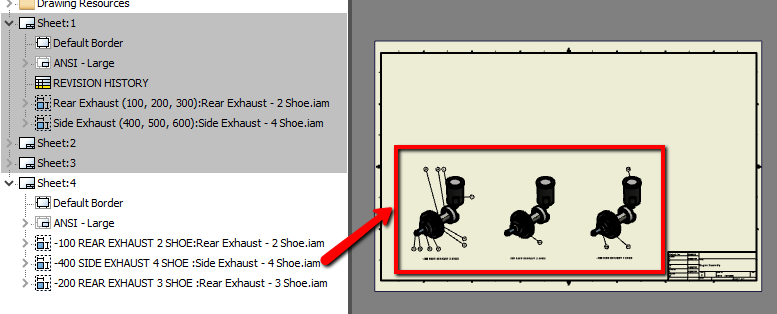 How To Move Views Between Sheets In Inventor Drawing Inventor 2017 Autodesk Knowledge Network