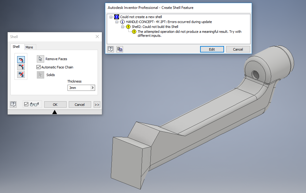 Inventor Partファイルシェルコマンドエラー試行された操作は意味のある結果を生成しませんでした Inventor 18 Autodesk Knowledge Network