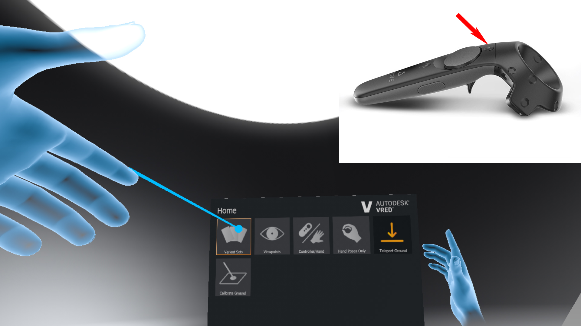 如何在VRED VR中使用HTC Vive手部控制器